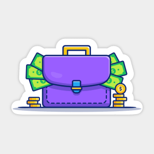 Suitcase Full Of Money And Gold Coins Sticker